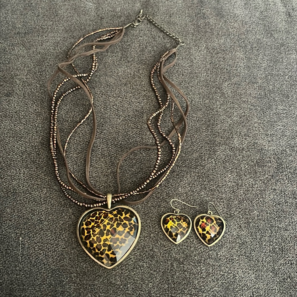 Women’s Matching Heart Necklace and Earrings